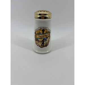 Vintage Himark San Remo Italia Ceramic Cheese Shaker White Gold Lid‎